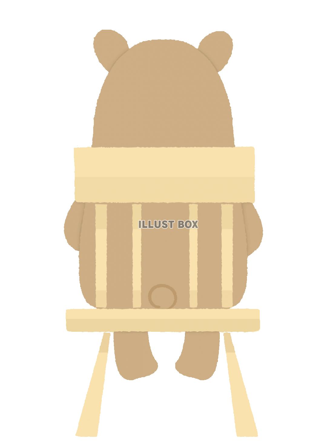 イスにすわるクマのイラスト（うしろ姿）線なし