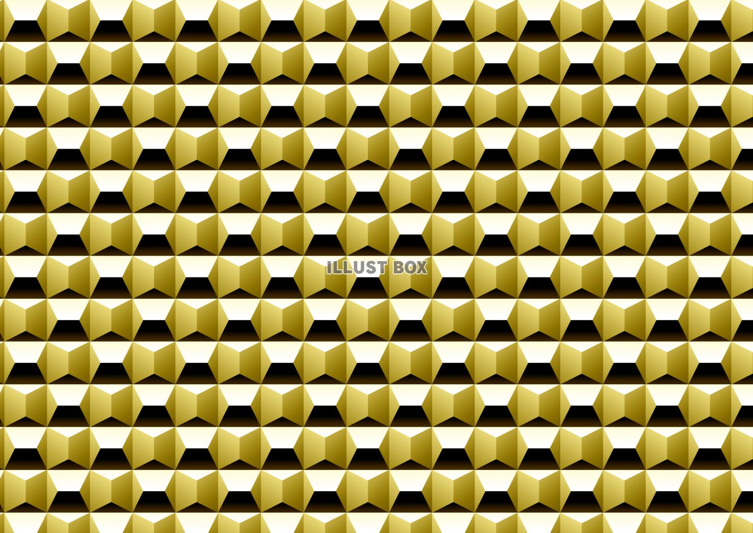 ゴールドでメタリックな立体的ブロックの壁紙　パターン 