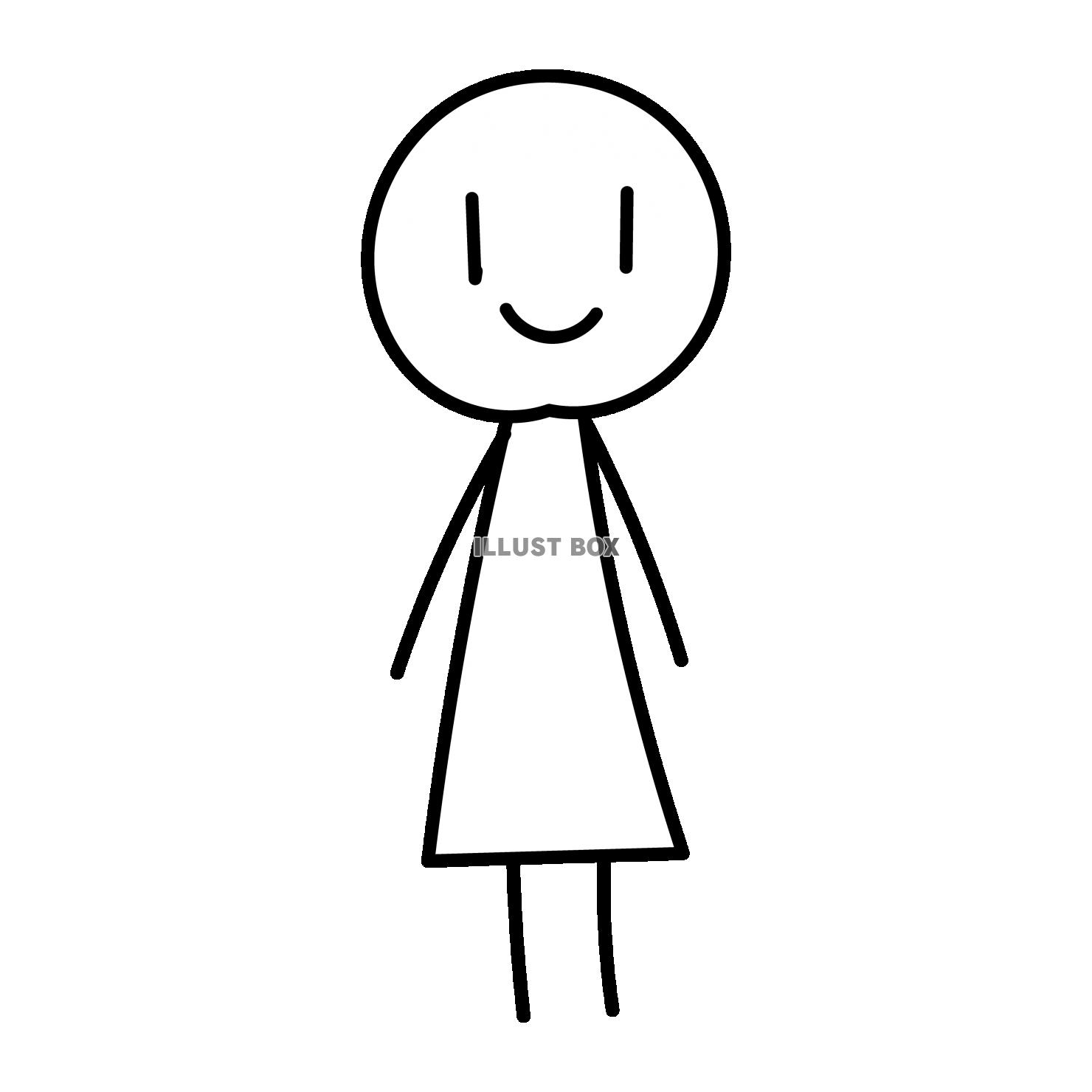 細身・白黒・手描き・人物