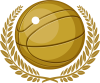 ゴールドの月桂樹の葉とバスケットボール　スポーツ　勝利のシンボル