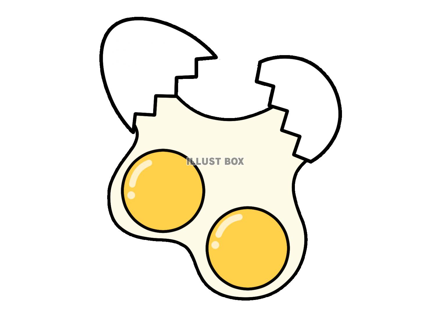 双子の卵を割るイラスト（白玉）