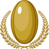 ゴールドの月桂樹の葉とラグビーボール　スポーツ　勝利のシンボル