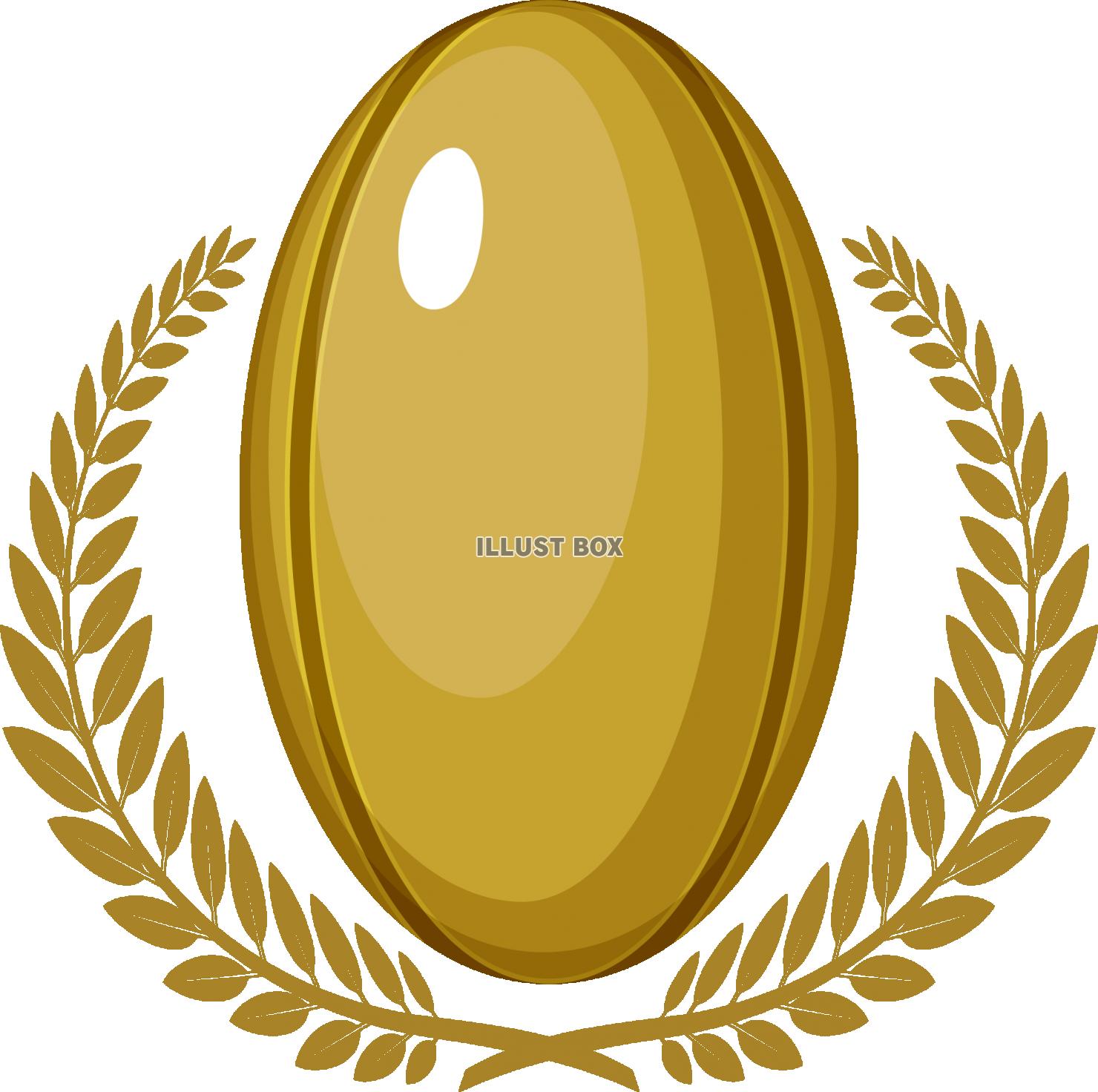 無料イラスト ゴールドの月桂樹の葉とラグビーボール スポーツ 勝利のシンボ