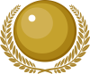 ゴールドの月桂樹の葉と卓球　ピンポンのボール　スポーツ　勝利のシンボル