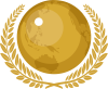ゴールドの月桂樹の葉と地球　グローバルなイメージのマーク