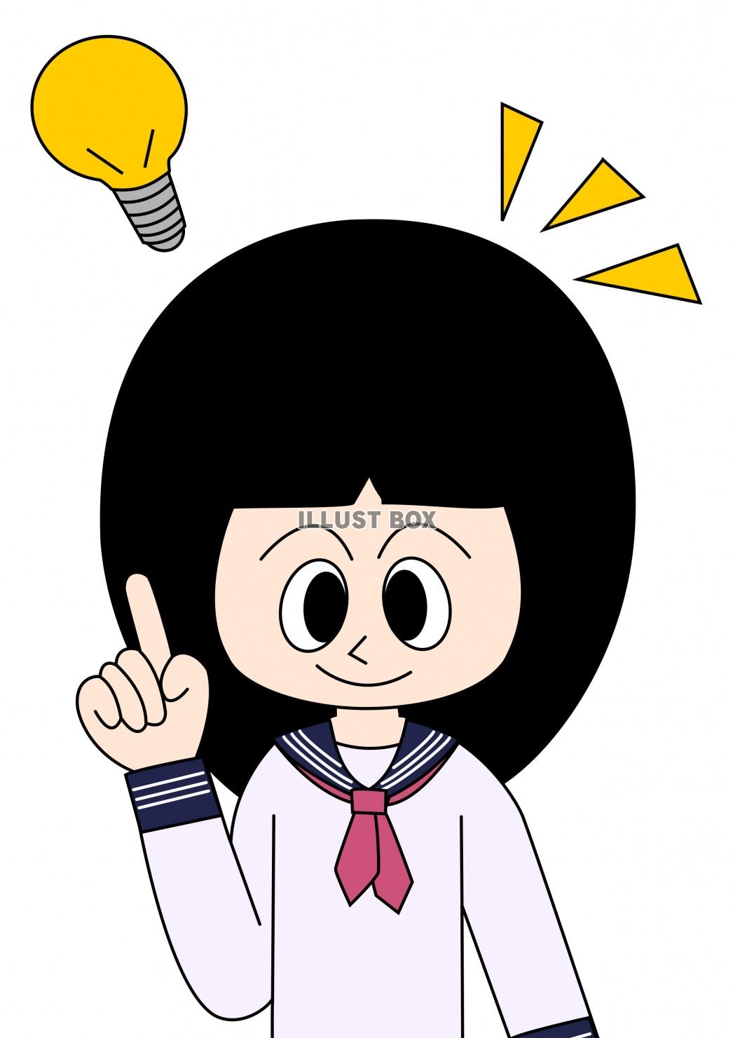 ひらめくセーラー服を着た女子学生