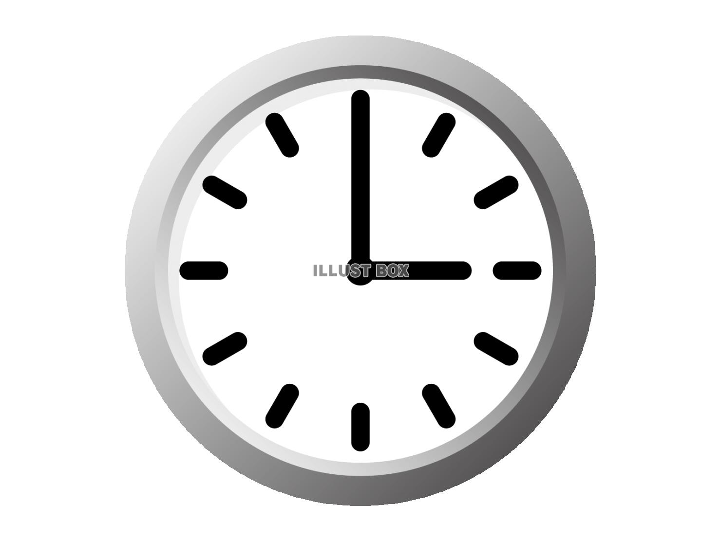 シンプルなアナログ時計、3時のアイコン【透過PNG】