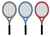3本の色の違うテニスラケット