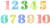 水彩タッチの数字（明朝体）ストライプ
