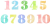 水彩タッチの数字（明朝体）ドット