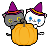 【猫】ハロウィン猫とかぼちゃのイラスト