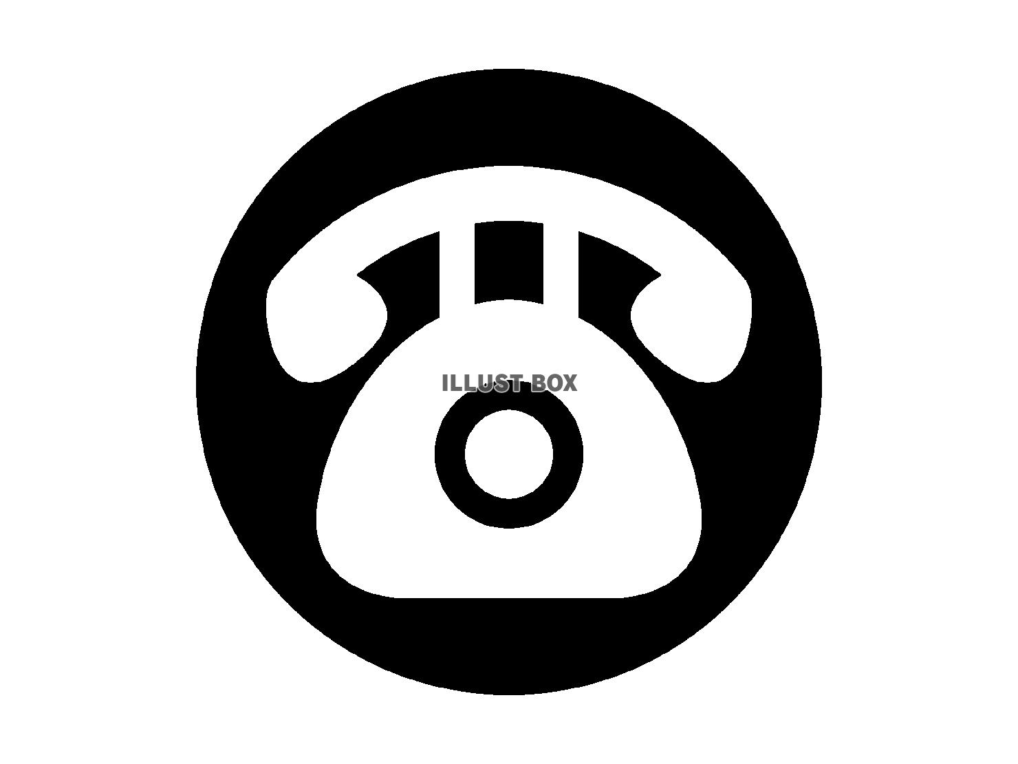 シンプルな黒電話マークのアイコン素材【透過PNG】