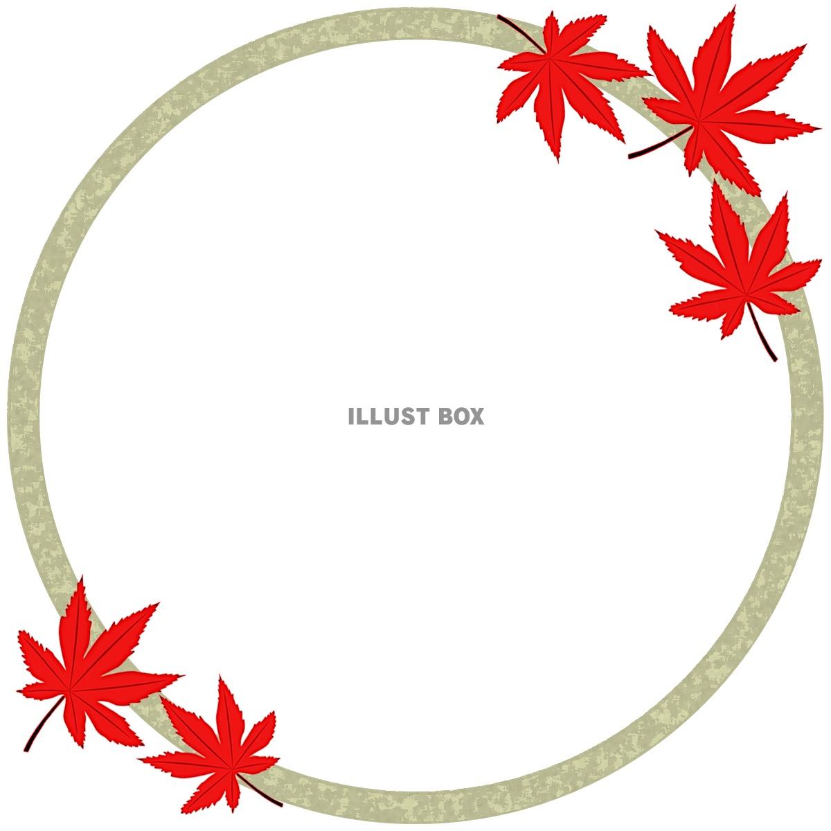 紅葉の葉っぱフレームシンプル和柄飾り枠イラスト