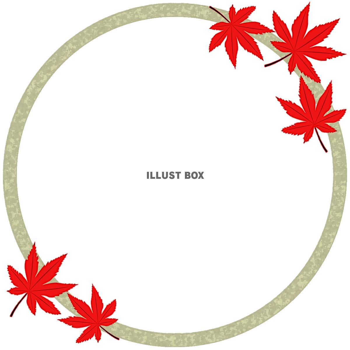 紅葉の葉っぱフレームシンプル和柄飾り枠イラスト透過png