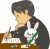かわいいうさぎと学生が勉強をするイラスト