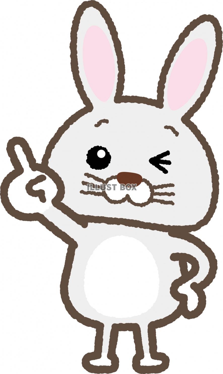 かわいいうさぎが指を指し示すイラスト