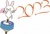 2023年の文字をリボンで作る独楽に乗ったうさぎのイラスト