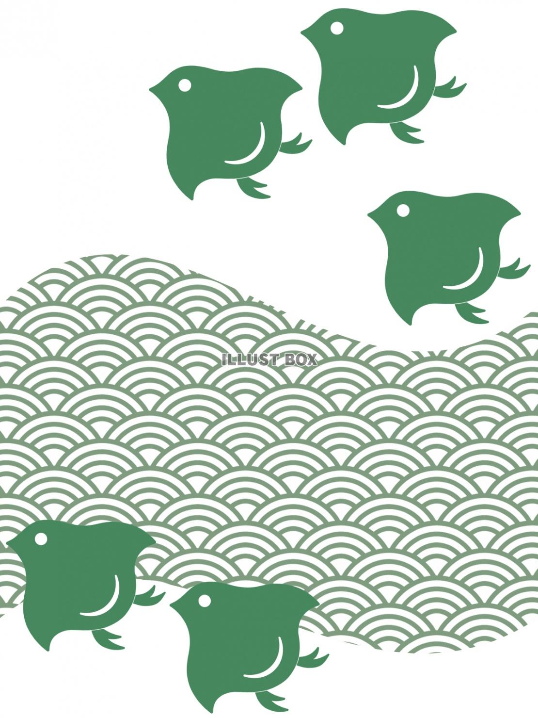 青海波と千鳥の壁紙シンプル和柄背景素材イラスト