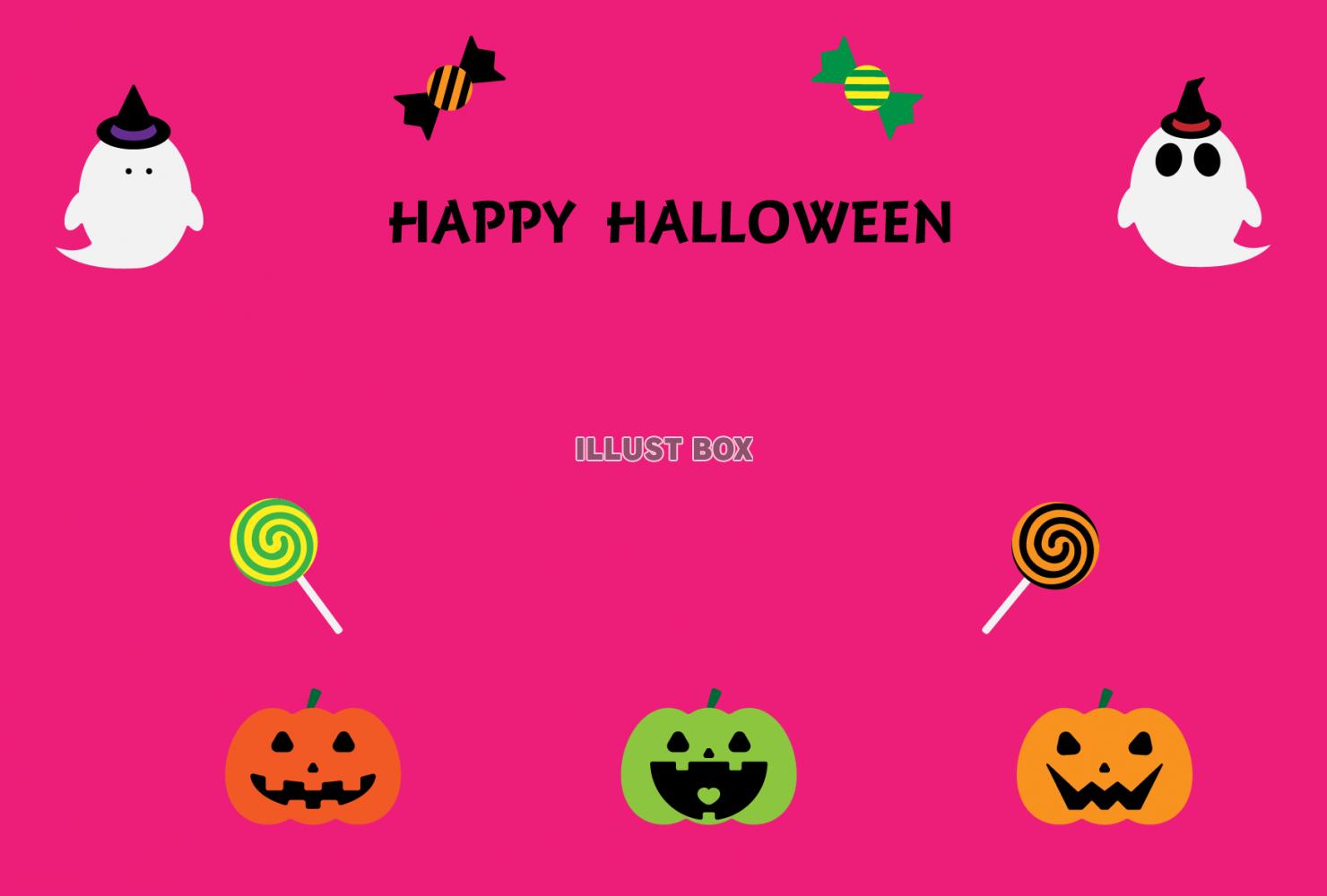 ポストカード　ハロウィン05　かぼちゃとおばけ