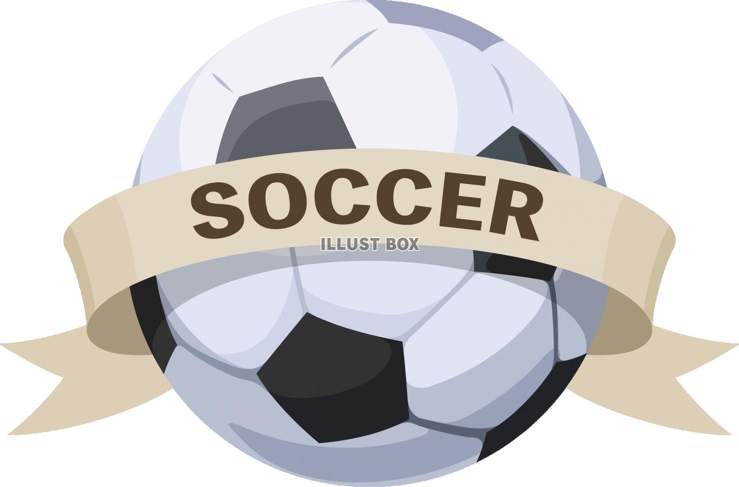 サッカーボールとタイトルの帯　スポーツのシンボル　マーク