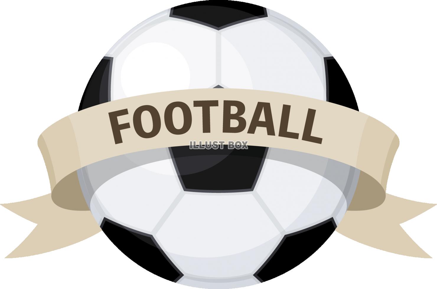 無料イラスト サッカーボールとタイトルの帯 スポーツのシンボル マーク