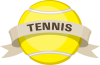 テニスボールとタイトルの帯　スポーツのシンボル　マーク