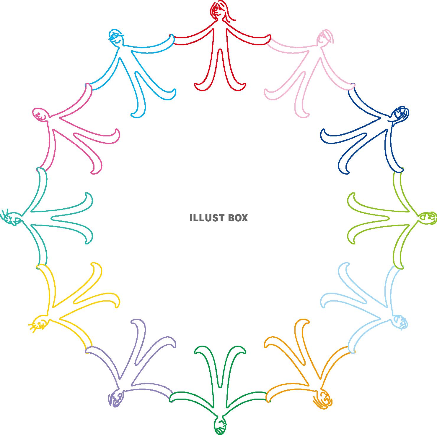 シンプルでカラフルな仲間・友達のサークルフレーム 