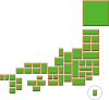 四角のタイルで単純化した日本地図