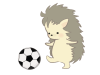 サッカーをするハリネズミのイラスト　線あり