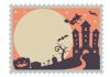 切手型　ハロウィン月夜フレーム　オレンジ　メッセージカード