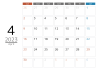 2023年シンプルなメモスペースのあるカレンダー　4月