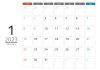 2023年シンプルなメモスペースのあるカレンダー　1月