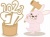 餅が2023・卯の文字になっている餅つきをするうさぎのイラスト