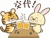 寅年と卯年が乾杯して交代するイラスト