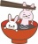 善哉、汁粉のお椀に入って食べられそうなうさぎのイラスト