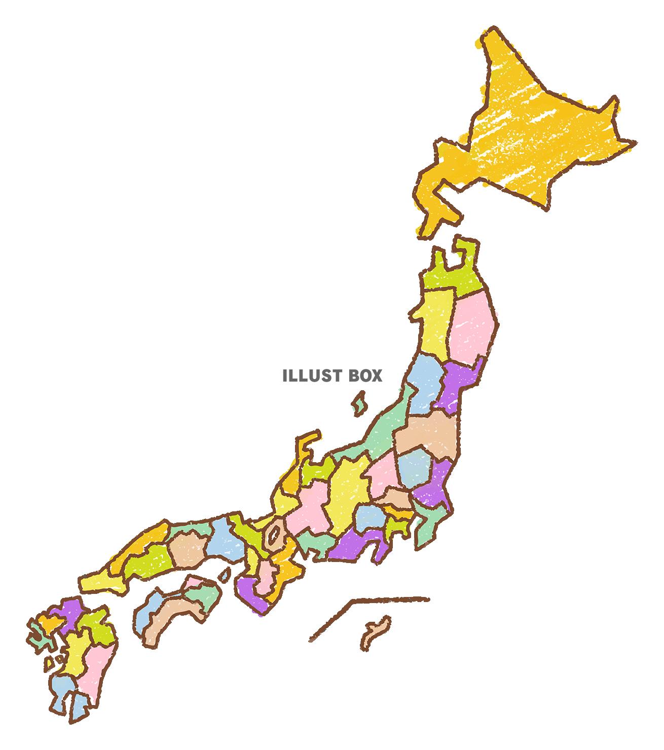 クレヨンで描いた日本地図