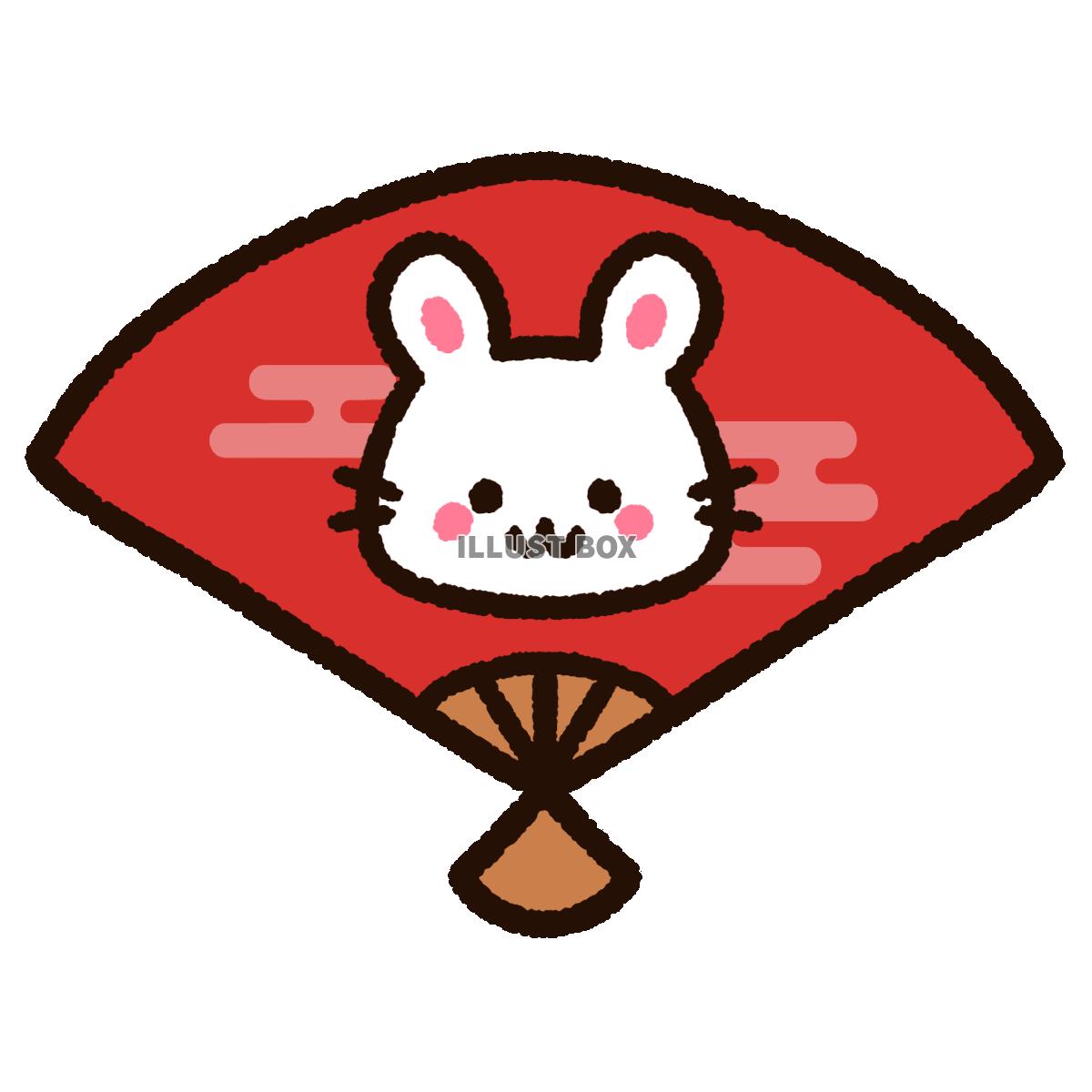 かわいい干支のウサギの扇子