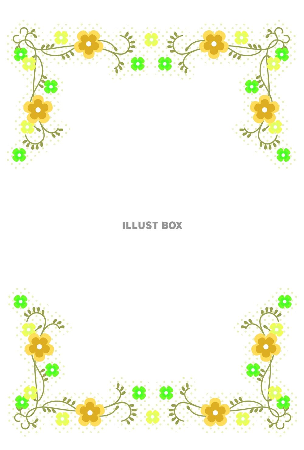 無料イラスト 花とツルのフレームカード