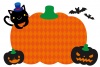 ハロウィンおばけかぼちゃと黒猫のフレームカード