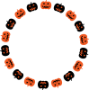 ハロウインの円形フレーム02　カボチャ　黒とオレンジ