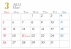 2023年　シンプル　カレンダー3月