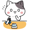 血圧計を見てハッとするにゃんこのイラスト＜ぶち猫　にゃんこ＞