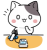 血圧計を見てハッとするにゃんこのイラスト＜ぶち猫　にゃんこ＞