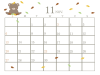 ２０２２年１１月のカレンダー（横）　クマとはっぱ