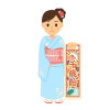 千歳飴を持つ七五三の女の子【透過PNG】