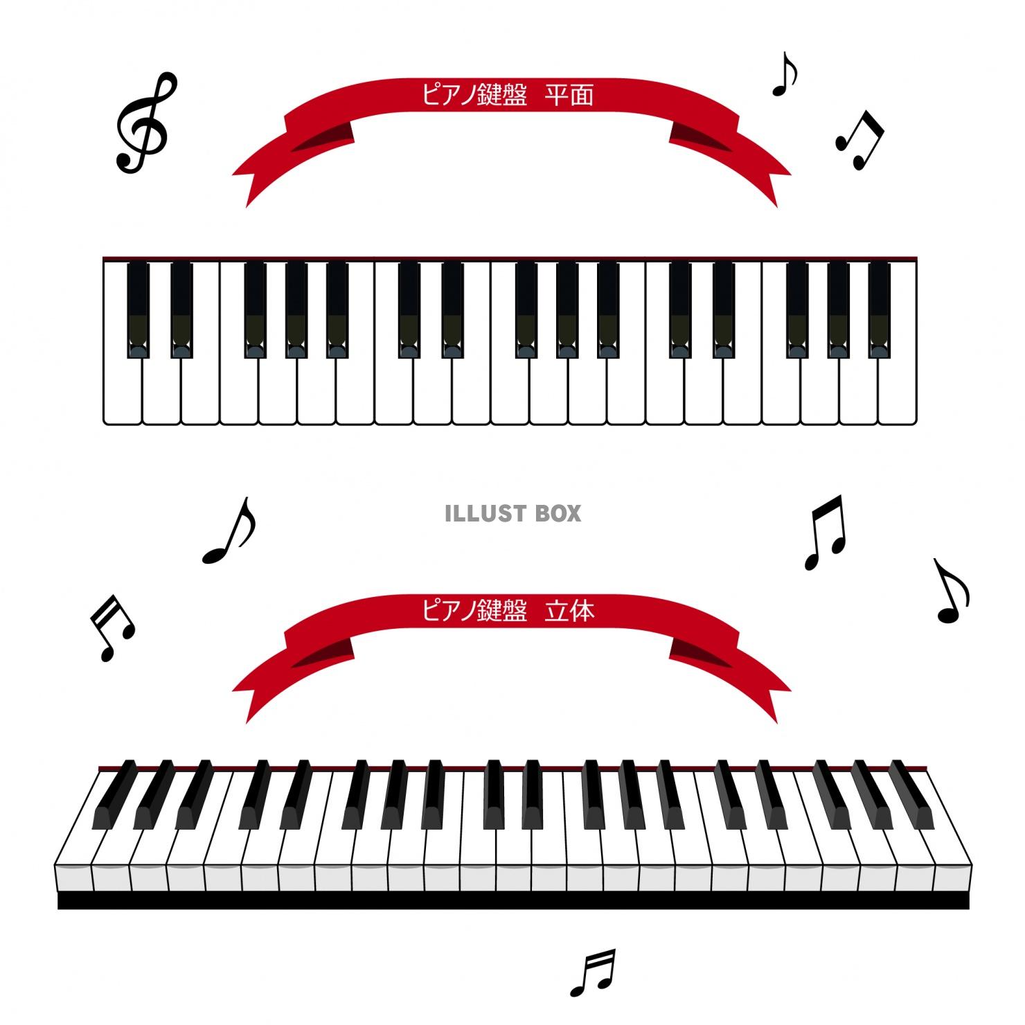 ピアノ鍵盤　平面＆立体イラスト・素材