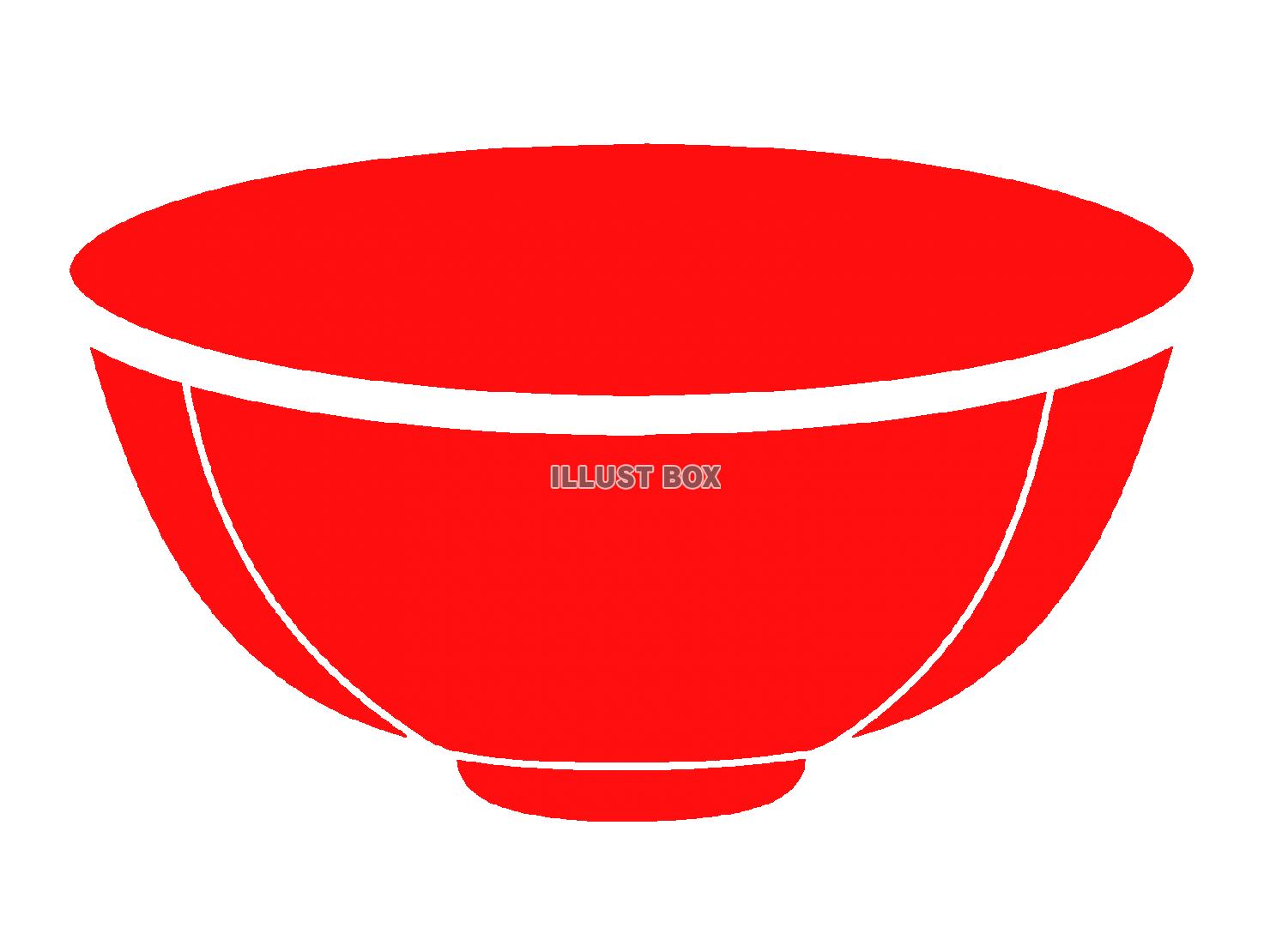 赤色の丼の食器のシルエットアイコン
