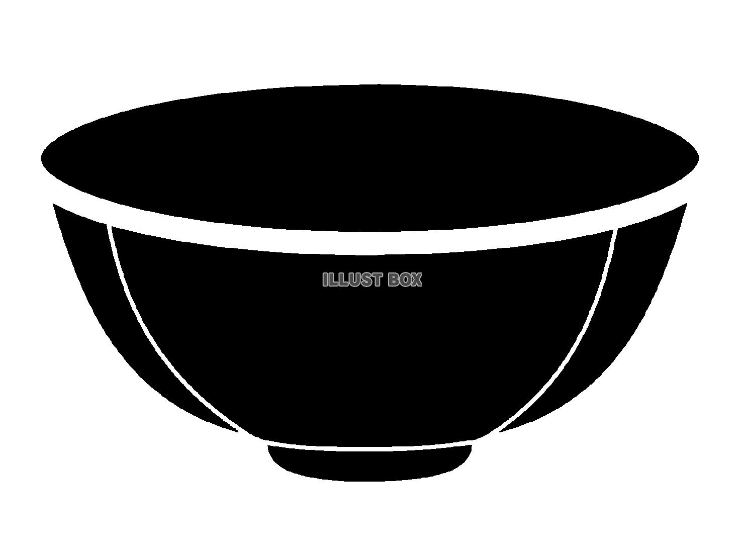 黒色の丼の食器のシルエットアイコン