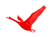 赤色の羽ばたく鶴のシルエットアイコン
