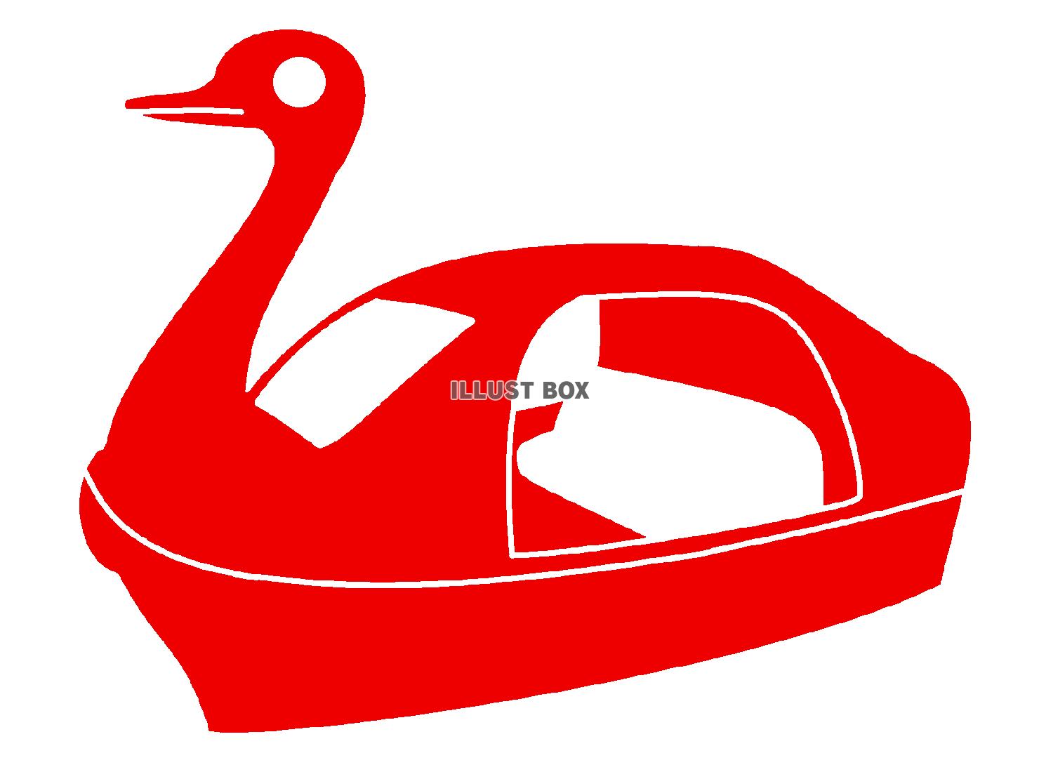 赤色のアヒルボートのシルエットアイコン